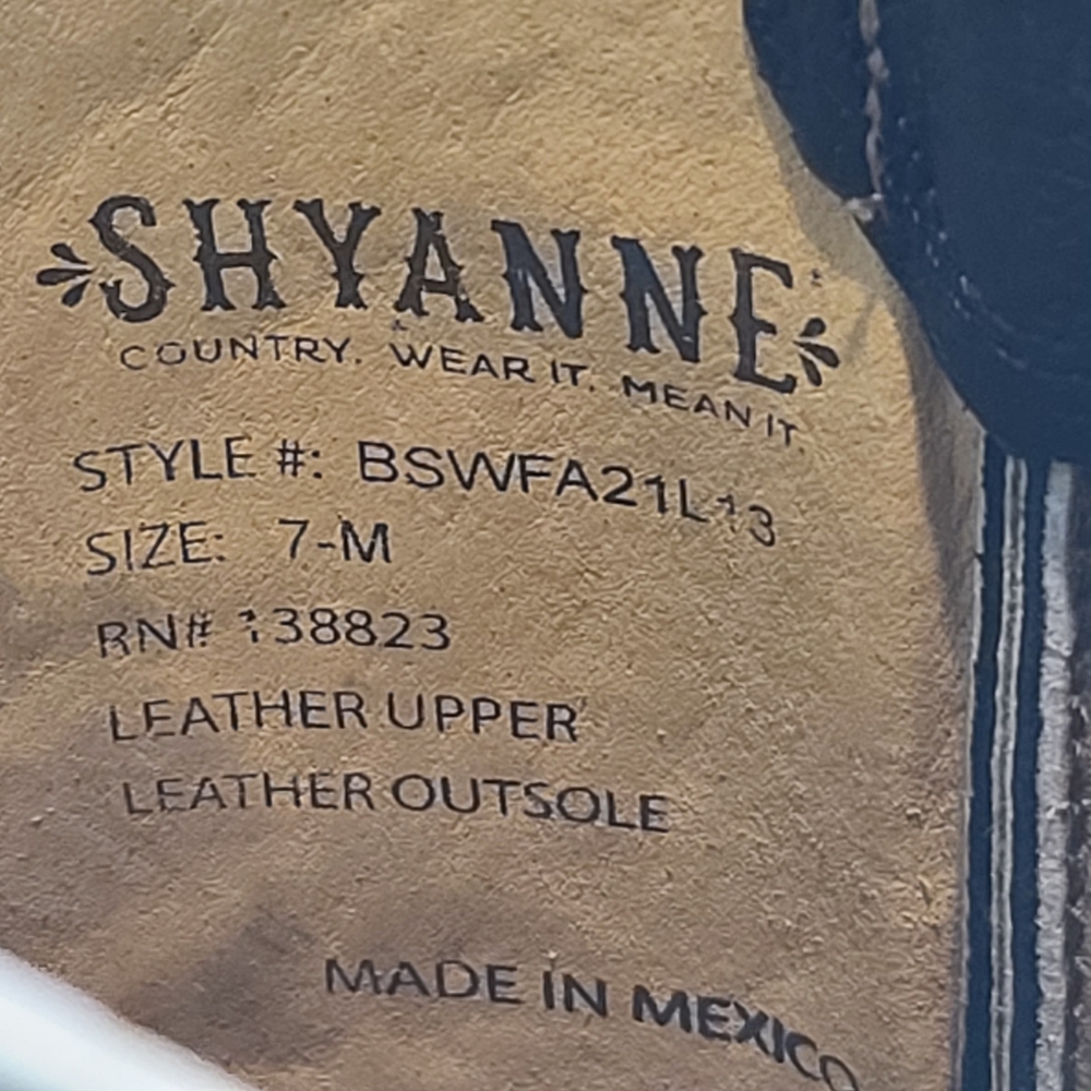 Shyanne Sloan Western Leather Square Toe Embroidered Boots Size 7 - Picture 5 of 14